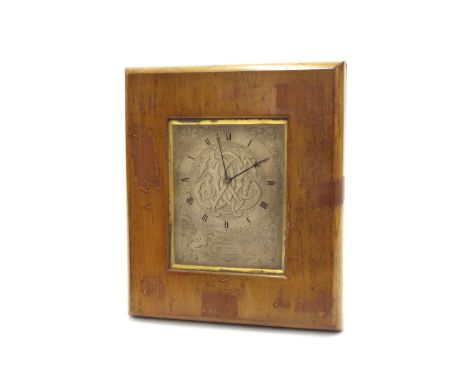English brass framed strut clock signed Thomas Cole, the 5" x 4" silvered engraved dial plate inscribed with the retailer C.F