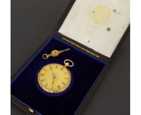 English 18ct fusee lever pocket watch, London 1867, three-quarter plate movement signed Edward Young, London, no. 12969, the 