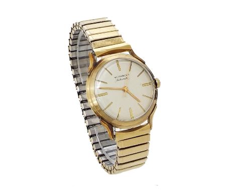 Wittnauer automatic gold plated gentleman's wristwatch, circular silvered dial with baton markers and sweep centre seconds, c
