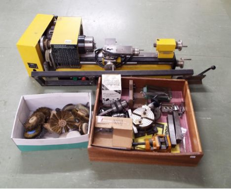 Hobby Mat Universal MD65/1 bench lathe with a quantity of associated fittings