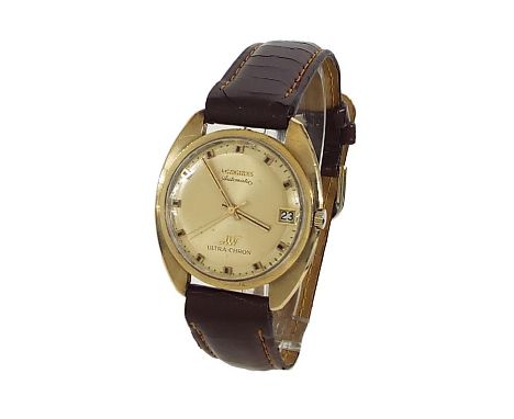 Longines Ultra-Chron automatic 10k gold filled gentleman's wristwatch, circa 1970, the circular gilt dial with baton markers,
