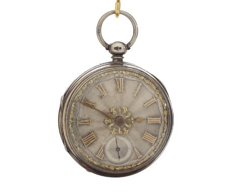 Silver fusee lever pocket watch, Chester 1873, signed W & J Wilson, Newcastle on Tyne, no. 18665, silver engine turned dial w