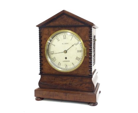 English mahogany single fusee bracket clock in need of restoration, the 7" silvered dial signed E.J. Dent, London, within a s
