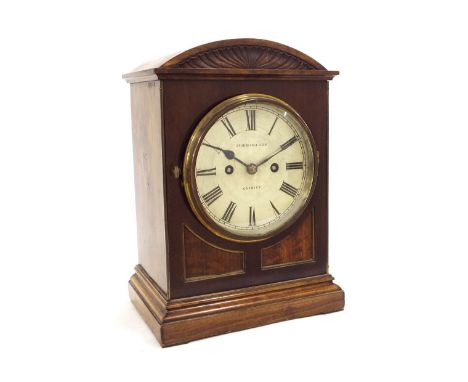 Mahogany double fusee bracket clock, the W&H movement striking the hours and quarters on five gongs, the 6.5" silvered dial s