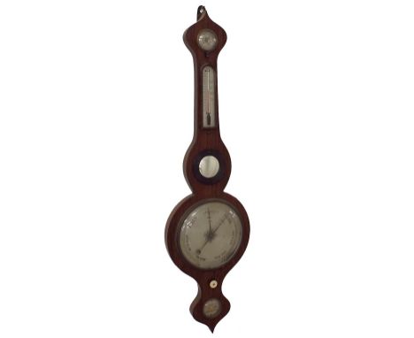 Rosewood onion top five glass banjo barometer, 8" silvered dial, signed D. Arnoldi, Gloucester, 36.5" high