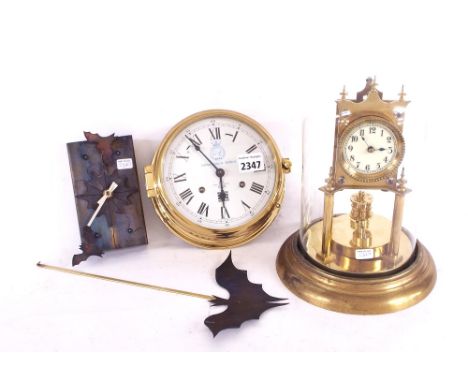 Sewills commemorative edition Battle of the Atlantic 50th anniversary brass bulkhead ships wall clock, 6.5" diameter; togethe