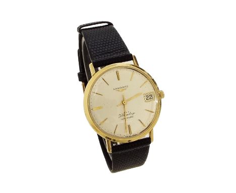 Longines Flagship aumtomatic 18ct gentleman's wristwatch, circular silvered dial wtih baton markers, sweep centre seconds and
