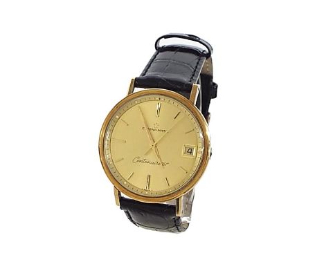 Eterna-Matic Centenaire 61 gold plated and stainless steel gentleman's wristwatch, the circular gilt dial with baton markers,