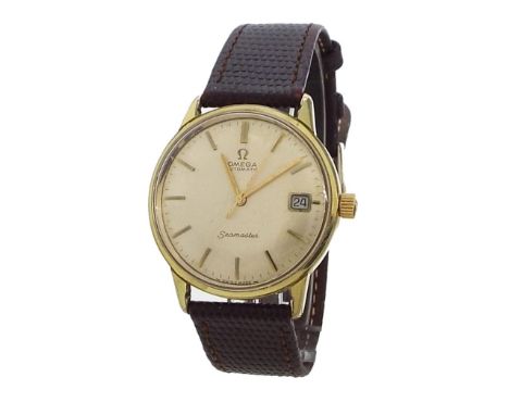 Omega Seamaster automatic gold plated gentleman's wristwatch, circa 1967, the silvered dial with baton markers, sweep centre 