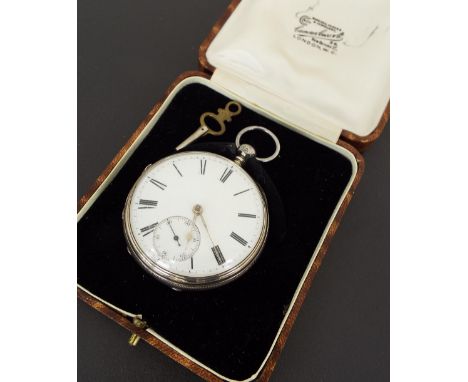 Silver fusee lever pocket watch, London 1871, unsigned movement no. 7792, engine turned case, case maker JS (Joseph Sharpe), 