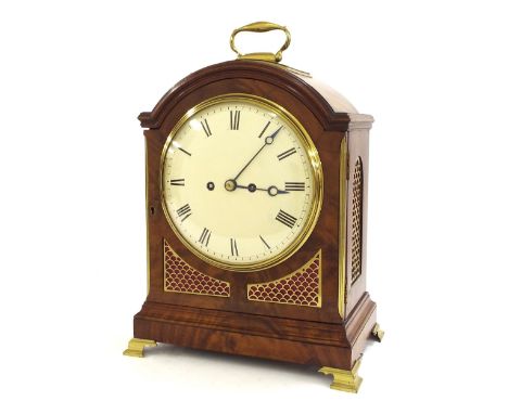 English mahogany double fusee bracket clock, the movement back plate signed John Hughes, 1801, with locking pendulum and trip