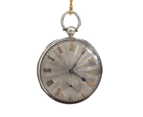 English silver fusee lever pocket watch, Birmingham 1834, unsigned Liverpool half plate movement no. 125 beneath a sprung dus