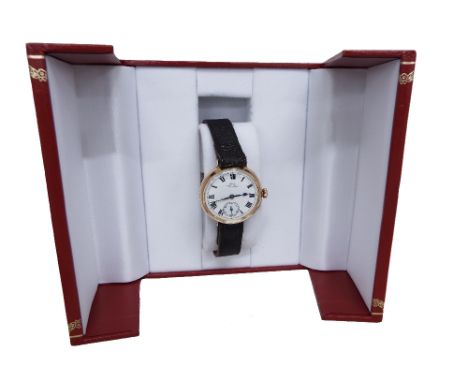 International Watch Co. (IWC) 9ct rose gold gentleman's wristwatch, import hallmarks for Glasgow 1924, signed circular white 