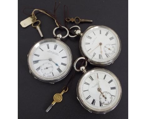 Three silver lever engine turned pocket watches signed Waltham, Acme lever and Kay Jones & Co of Worcester (3)
