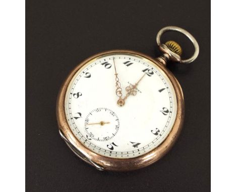 Longines silver (0.800) lever pocket watch, movement no. 4104854, the dial with Arabic numerals and subsidiary seconds with g