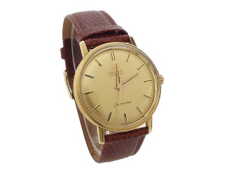Omega Seamaster automatic 18ct gentleman's wristwatch, circular gilt dial with baton markers, sweep centre seconds and Dauphi