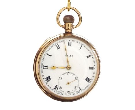 Rolex 9ct 15 jewel Swiss club foot lever pocket watch, Birmingham 1924, signed engine turned nickel plated half plate movemen