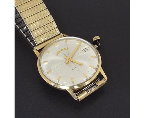 Lord Elgin automatic 14k gentleman's wristwatch, circular silvered dial with baton markers, sweep centre seconds and date ape