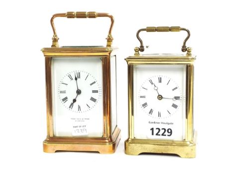 Carriage clock timepiece, the dial inscribed Page, Keen & Page, Plymouth, within a corniche brass case, 6.5" high (key); also