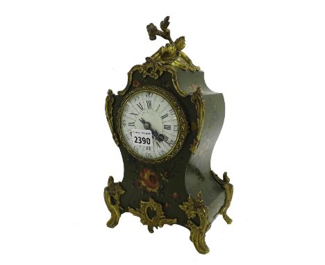 French painted and gilt metal mounted two train balloon mantel clock, the S. Marti movement striking on a bell, the 3.5" dial