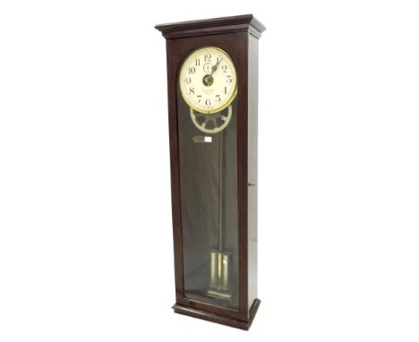 Electric time recording master clock, the backboard bearing a plaque inscribed National Time Recorder Co. Ltd..., the 9.25" d
