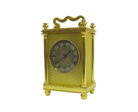 Good ormolu carriage clock timepiece, the back plate signed Westwood, Princes St, Leicester Square, London enclosed by a blin