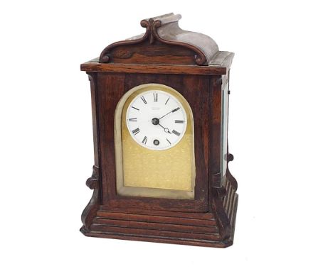 Good Irish rosewood single fusee mantel clock, the movement back plate signed J. & R. Gray, Belfast with locking pendulum, th