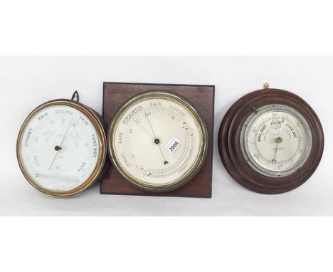 Circular wall barometer, the 8" white dial signed J. White, 78 Union Street, Glasgow, within a metal casing; also two other c