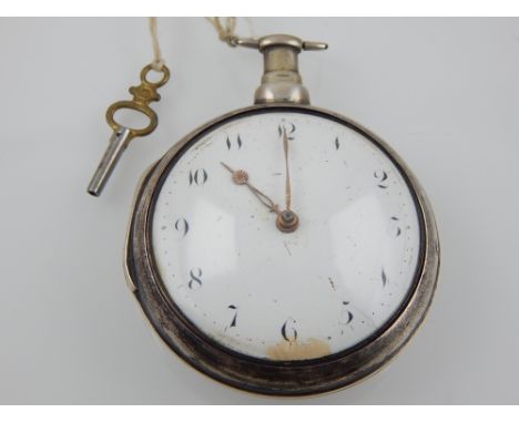 An early 19th century silver pair cased pocket watch, by James Thornton, London, verge escapement, Tompion regulator, movemen