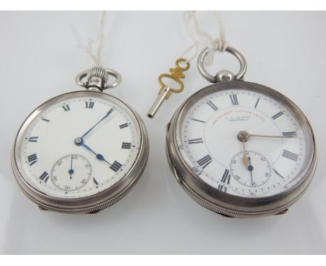 A silver open face pocket watch, enamel dial with Roman numerals, subsidiary seconds at six, dial signed 'The Express English