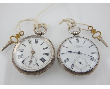 A late 19th century silver open face pocket watch, dial and movement signed French Royal Exchange, the enamel dial with Roman