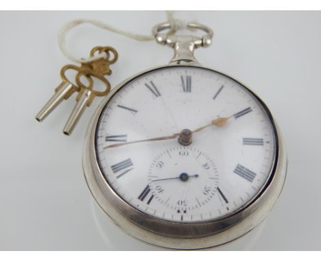 An early Victorian silver pair cased pocket watch, by John Wood, Liverpool, verge escapement, Bosley regulator, the white ena