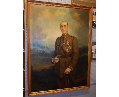 Early 20th century British School, Portrait of a High Ranking Guards Officer, wearing full decorations and orders, oil on can