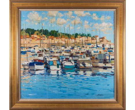 *George Devlin RSW RGI ROI ARWS FRSA (Scottish, 1937-2014) -Banyul-sur-Mer -Oil on canvas -78 x 83cm - 99 x 104cm framed -Sig