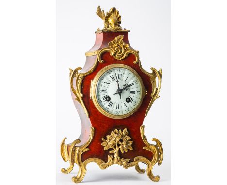AD. Mougin, a mid-Victorian French tortoiseshell and ormolu mantel clock, the eight-day duration movement striking the hours 