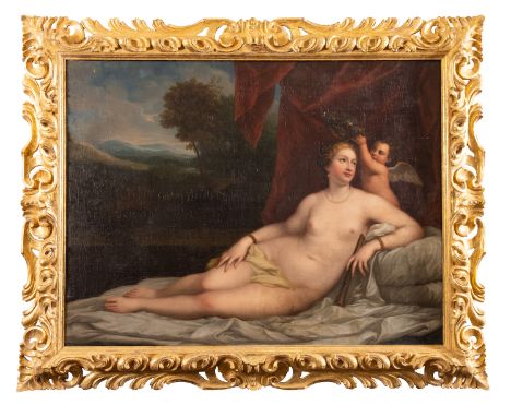 Follower of Titian (Italian, 1490-1576) -Venus and Cupid -Oil on canvas -131 x 174cm -173 x 215 cm framed