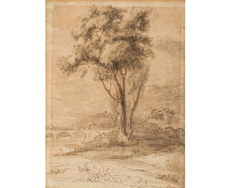 Heneage Finch, Fourth Earl of Aylesford (British, 1751-1812) -Landscape scenes with cattle and figures -Two pen and ink drawi