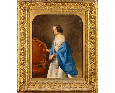 William Duffield (British, 1816-1863) -Portrait of Elizabeth Rozenburg of Bath, the artist's wife -Oil on canvas -52 x 41cm -