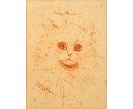 Louis Wain (British, 1860-1939) -May Howes - Red chalk on brown paper -21.5 x 16cm - 35.5 x 30cm framed -Signed lower left