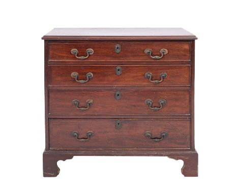 A George III mahogany chest of drawers, late 18th Century; the top with ogee moulded edges above four graduated drawers, all 