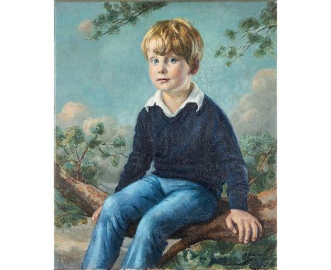 *Hilda Elizabeth Kidman (British, 1891-1980) -Portrait of the artist Hugo Lines as a child -Oil on canvas (unframed) -61 x 51