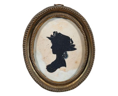 John Miers (British, 1756-1821) -Half-length portrait of a gentleman, circa 1790 -Silhouette painted on plaster -8.5cm (oval)