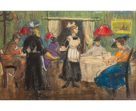 E M&nbsp; Fearnside (British, 19th/ 20th Century) - Scene in a market - Charcoal and watercolour - 35 x 45cm - Together with 
