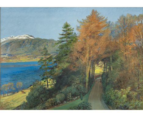Arthur Joseph Palliser Severn (British, 1842-1931) -Coniston Lake -Gouache heightened with gum arabic -54.5 x 76.5cm - 77.5 x