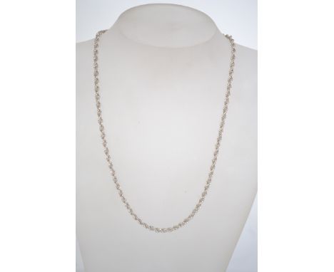 A silver triple rope linked chain with hoop and clasp marked 925, makers MM. Total weight 11g / Chain 19"