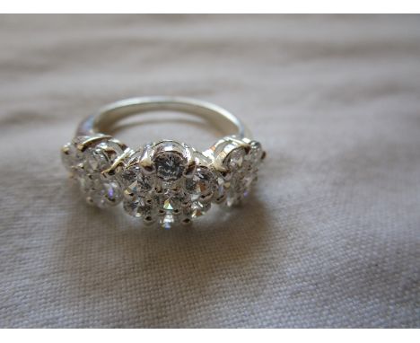 Silver stone set ring