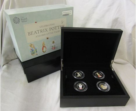 Royal Mint Silver Proof 50 pence coin deluxe set - Beatrix Potter 2018 Four Coins Character Set - Presented in a luxurious le