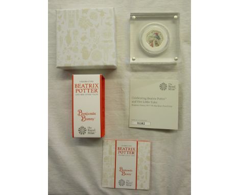 Royal Mint Silver Proof 50 pence coin - Benjamin Bunny - Beatrix Potter 2017 - Boxed with COA