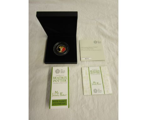 Royal Mint Silver Proof 50 pence coin - Mr. Jeremy Fisher - Beatrix Potter 2017 - Boxed with COA - Black box edition