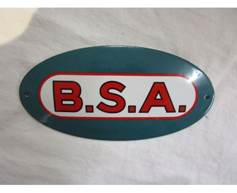 Good quality reproduction enamel sign - BSA - L: 14cm